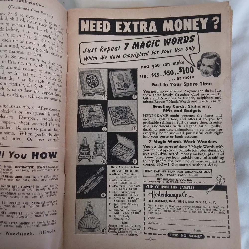 Vintage The Workbasket Magazine 1953 Patterns Recipes Ephemera Craft Crafting
